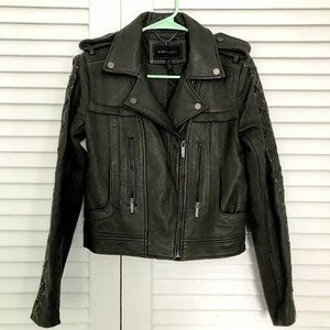 Khaki leather jacket (BCBG MaxAzria)